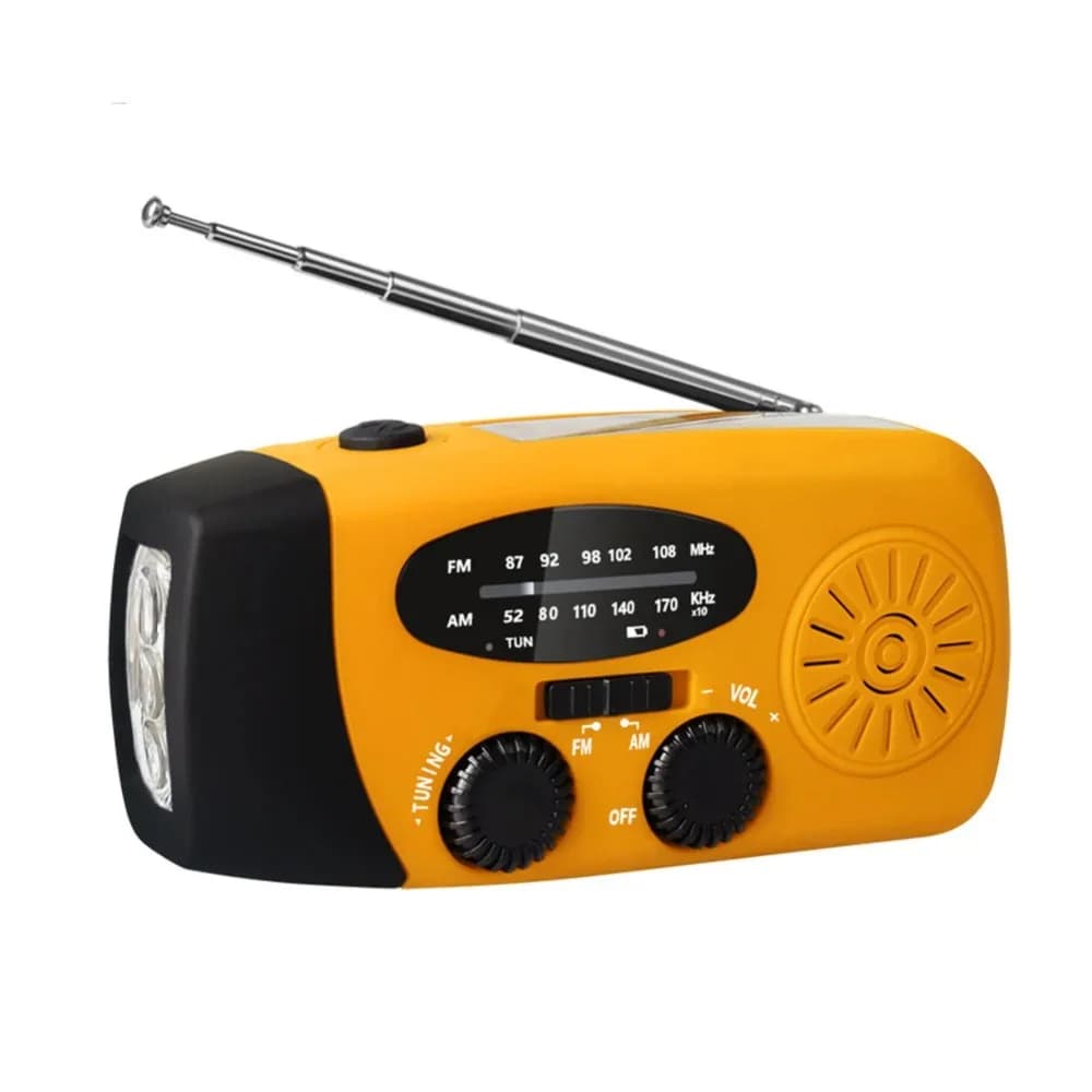 Radio Meteo con Generatore a Manovella, Power Bank Solare, Caricatore USB Portatile per Emergenze e Uso Esterno
