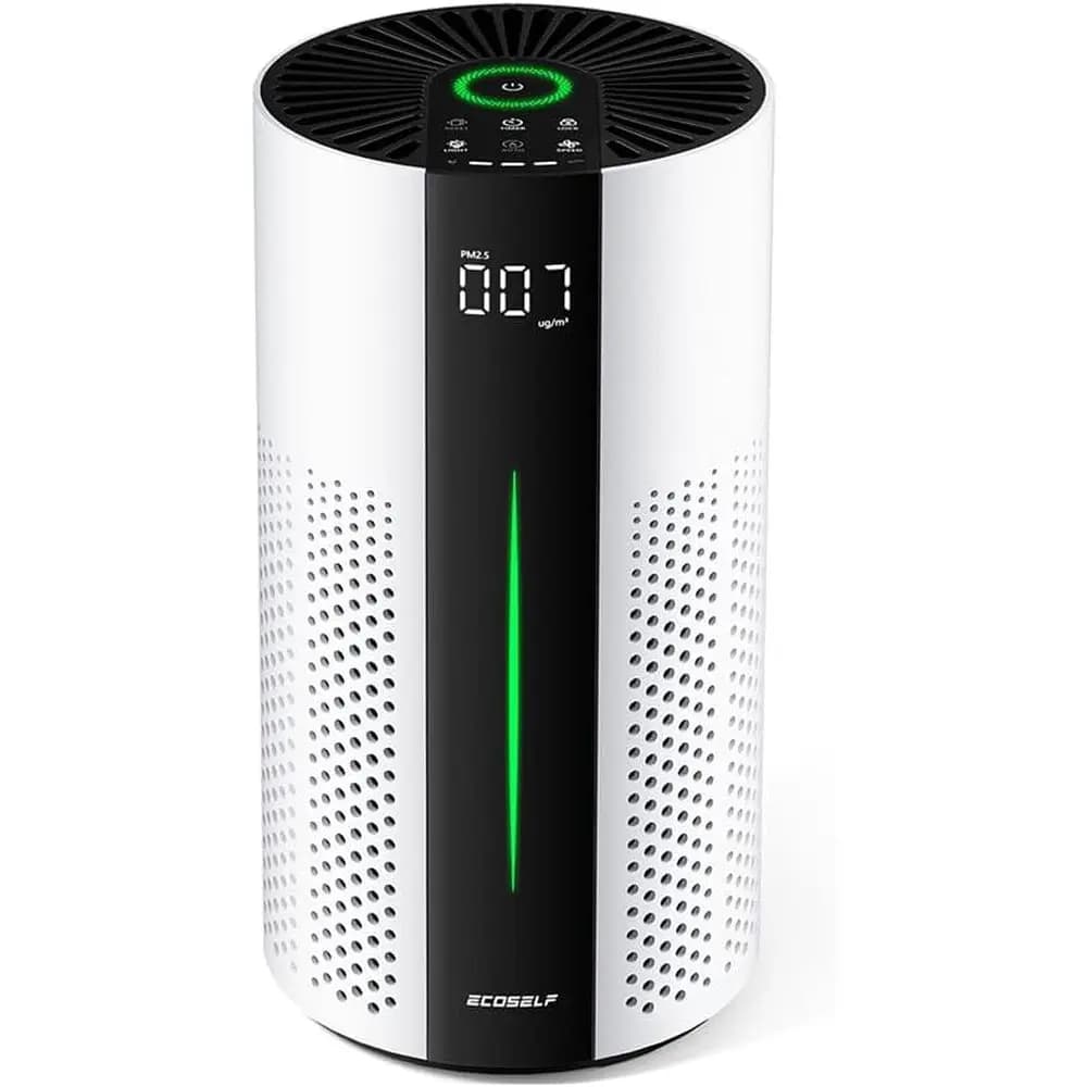 Purificatore d'aria per ambienti di grandi dimensioni, 360 ° Presa d'aria, sistema Smart Auto, filtro HEPA, rimozione di fumo e polline