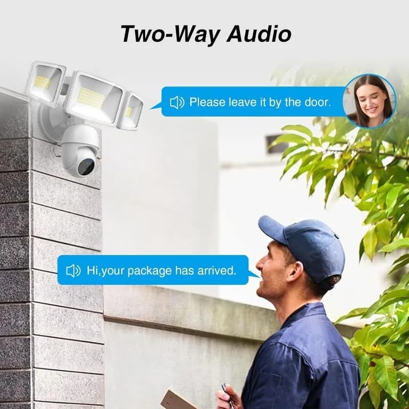 Telecamera con proiettore da esterno, telecamera di sicurezza domestica intelligente 2K cablata, 360 ° Rilevazione di sorveglianza Al e tracciamento automatico, 5500 lumen