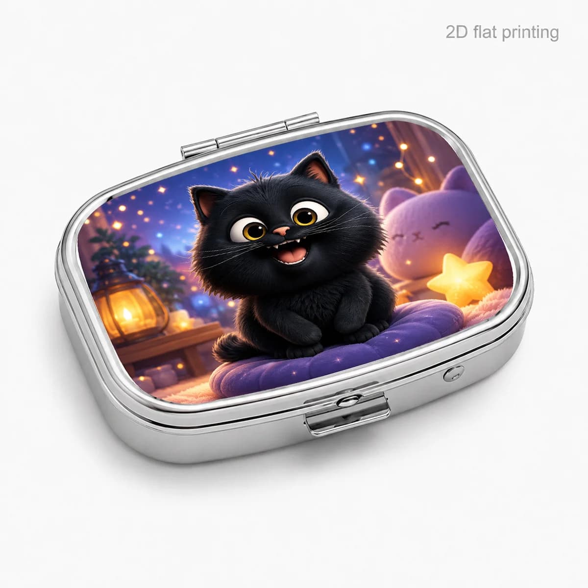1Pc, Flat, Halloween Pumpkin and Black Cat Character Illustration, Portable Pill Box for Daily Travel, Moisture-Proof Small Pill Case, Multifunctional Storage Box for Vitamins and Supplements, Small Jewelry Organizer, Waterproof Pill Storage Box, Holiday Gifts, Souvenirs, Prizes, Small Gifts, Suitable for Personal Use or as an Exquisite Gift Option