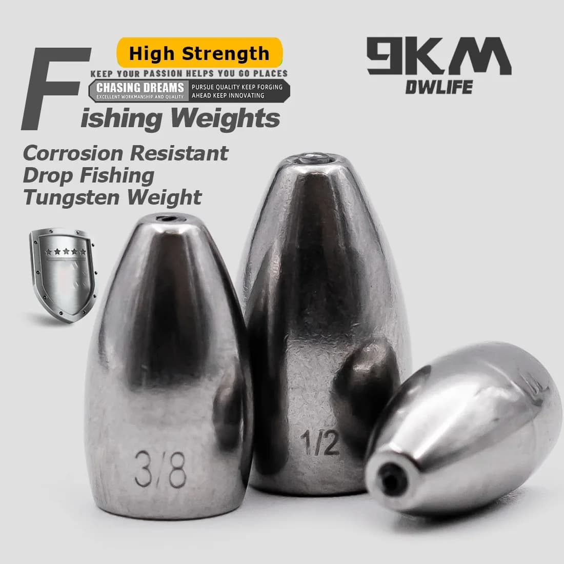 9KM 5PCS Tungsteno Flipping Pesi da pesca Proiettile Pesca Zavorra Peso per la pesca alla spigola Texas Rig Pesca d'acqua dolce in acqua salata