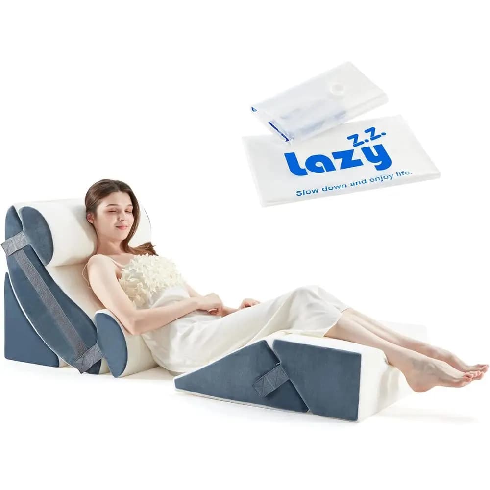 Set di 6 cuscini ortopedici a cuneo, in memory foam per alleviare il dolore a ginocchia, zona lombare e schiena, regolabili per reflusso acido e anti-snoring