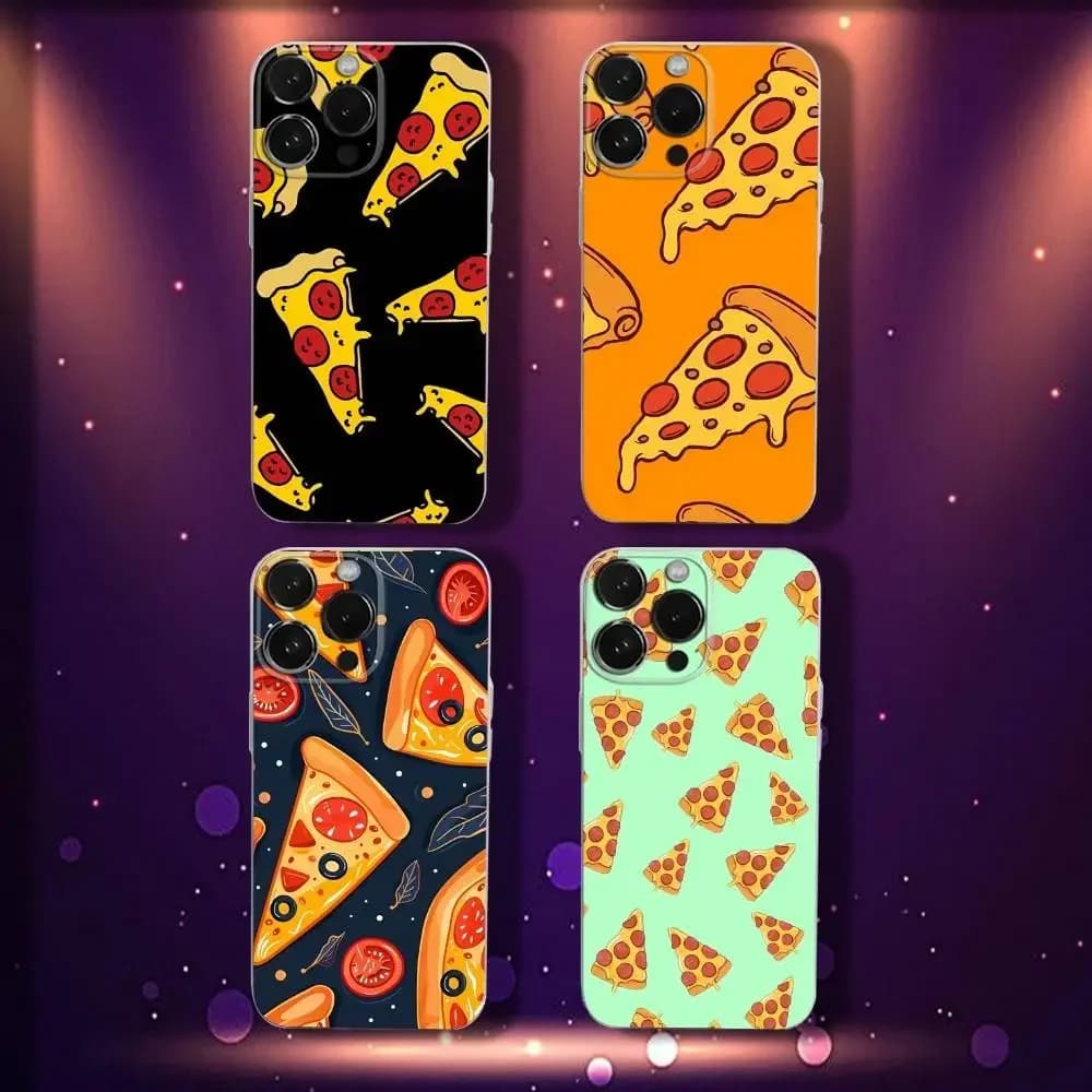 Cover Morbida Trasparente con Fantasia Pizza Deliziosa per iPhone 17, 16, 15, 14, 13, 12, 11 Pro, Max, Plus, X, XS, XR, SE4, E Mini