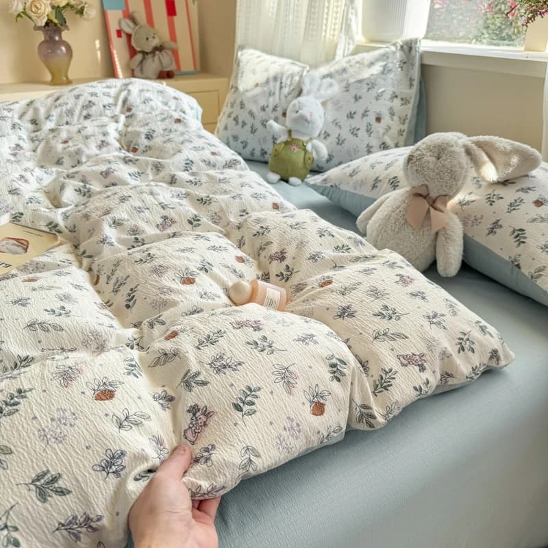 Full bed linen set for single bed, double bed, queen size: duvet, flat sheet, pillowcase - for girls and home