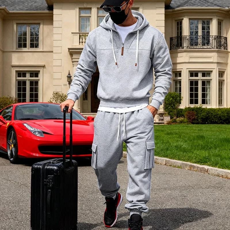 Heavyweight Winter Men's Loose Workwear Trendy Training Sport Hoodie Pants Set Casual Long Sleeve Long Pants Comfortable Fit