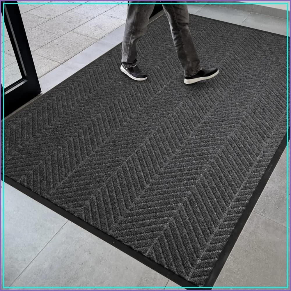 Resistant 4x6 Entry Door Carpet, Non-slip for All weather conditions, Low Profile Vinyl Carpet, Grey Anthracite