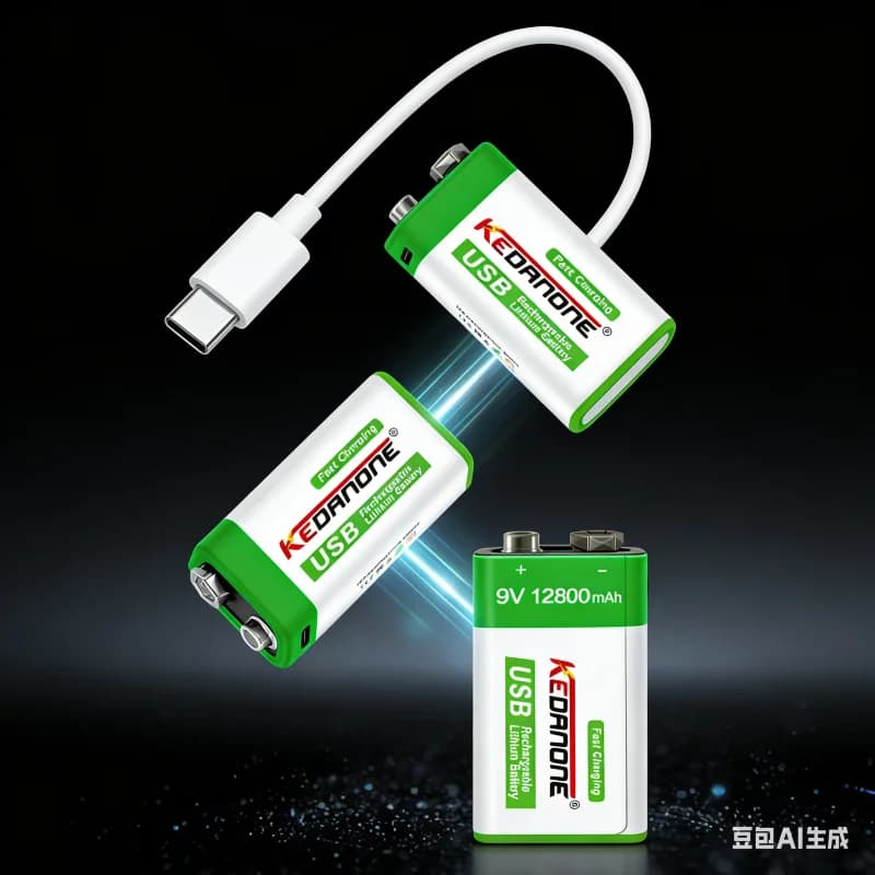 🔥 Batteria agli ioni di litio da 13800mAh 9V, batteria 9V a lunga durata, ricarica USB Type-C, per rilevatori di fumo, walkie-talkie, apparecchiature di test