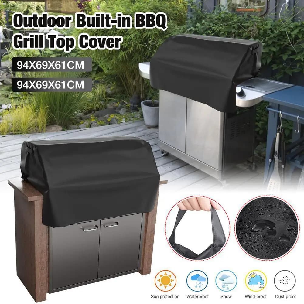 210D Oxford Cloth BBQ Grill Top Cover Water Resistant Built In Grill Cover Dust Cover Barbecue Grill Cover Camping Accessories