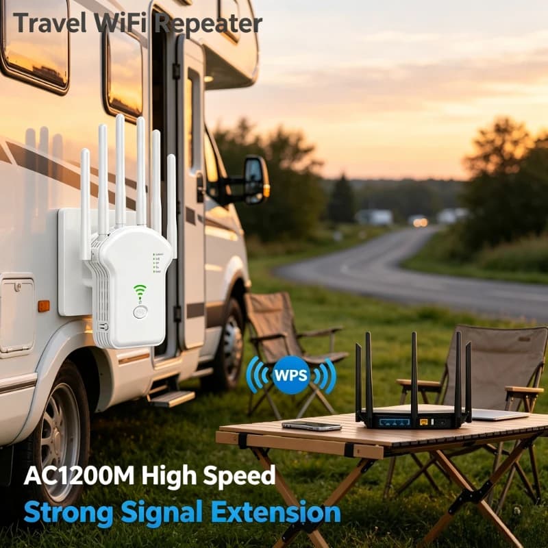 High Power AC1200M Dual Band Wireless Repeater 5G WiFi Signal Amplifier Extender