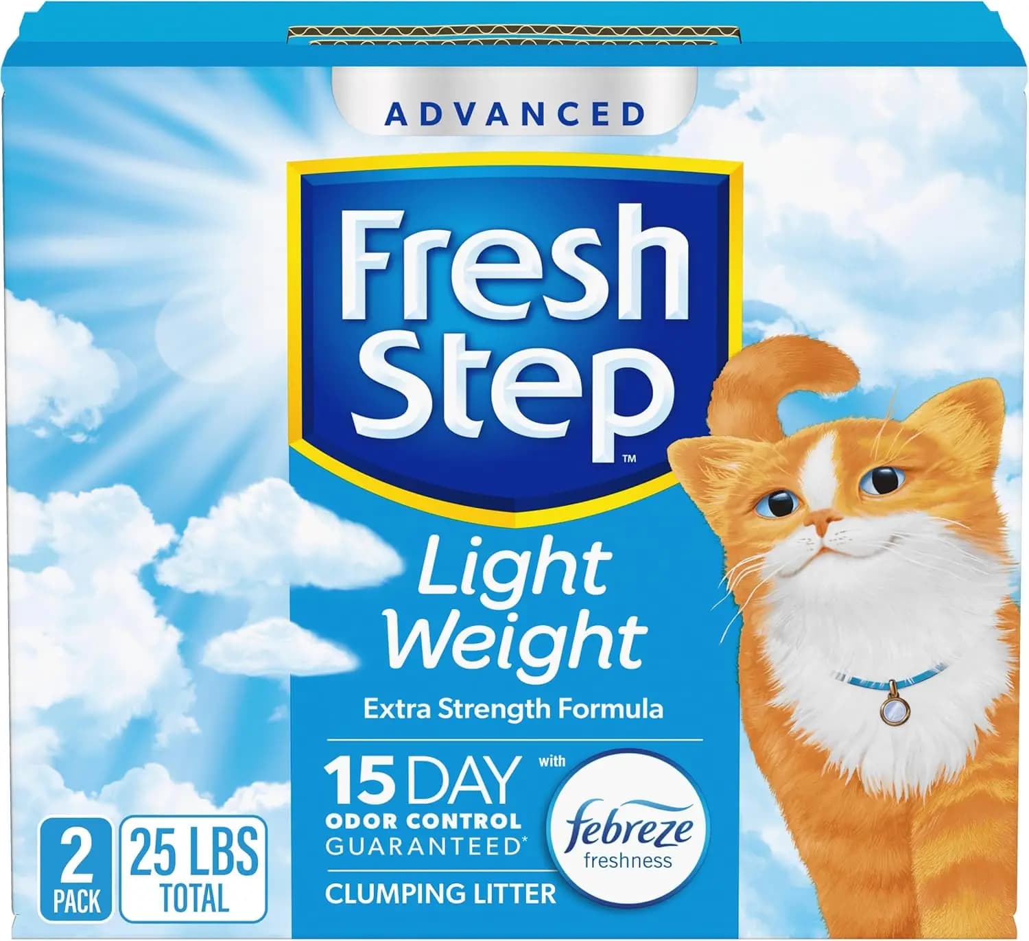 Lettiera per gatti estrema avanzata leggera con freschezza Febreze, formula per aggraffatura a resistenza extra, 25 libbre (2 scatole da 12,5 libbre)