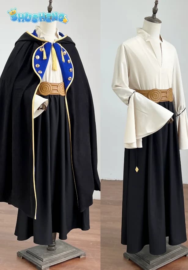 Disponibile Cappello da Strega Atelier Olruggio XS-XXL Costume Cosplay Parrucca Tongari Boushi Atelier Mantello Nero con Fodera Blu Uomo Halloween