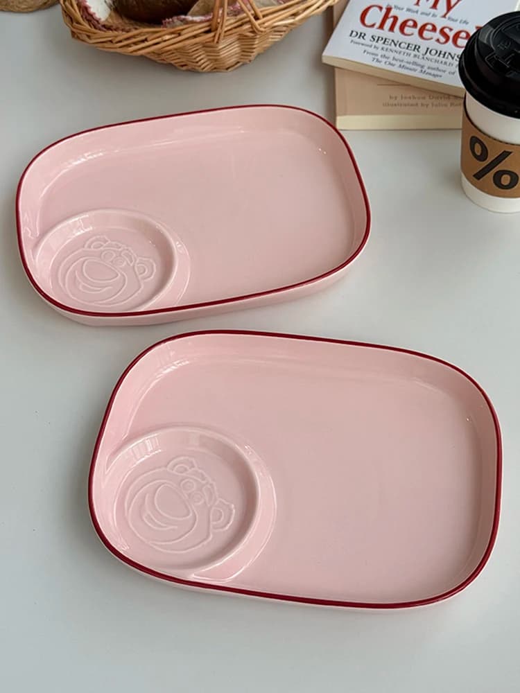 High-end gnome dish Ceramic breakfast dish for home use Cute dishes for meals for weight loss in style Ins exquisite rose square dishes