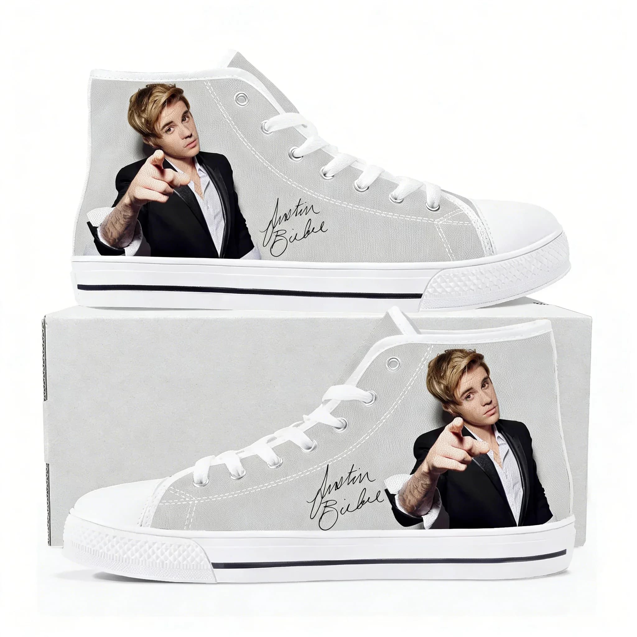 Justin Bieber High Top Sneakers Mens Womens Teenager High Quality Canvas Sneaker 3D Print Casual Couple Shoes Personalized Shoe