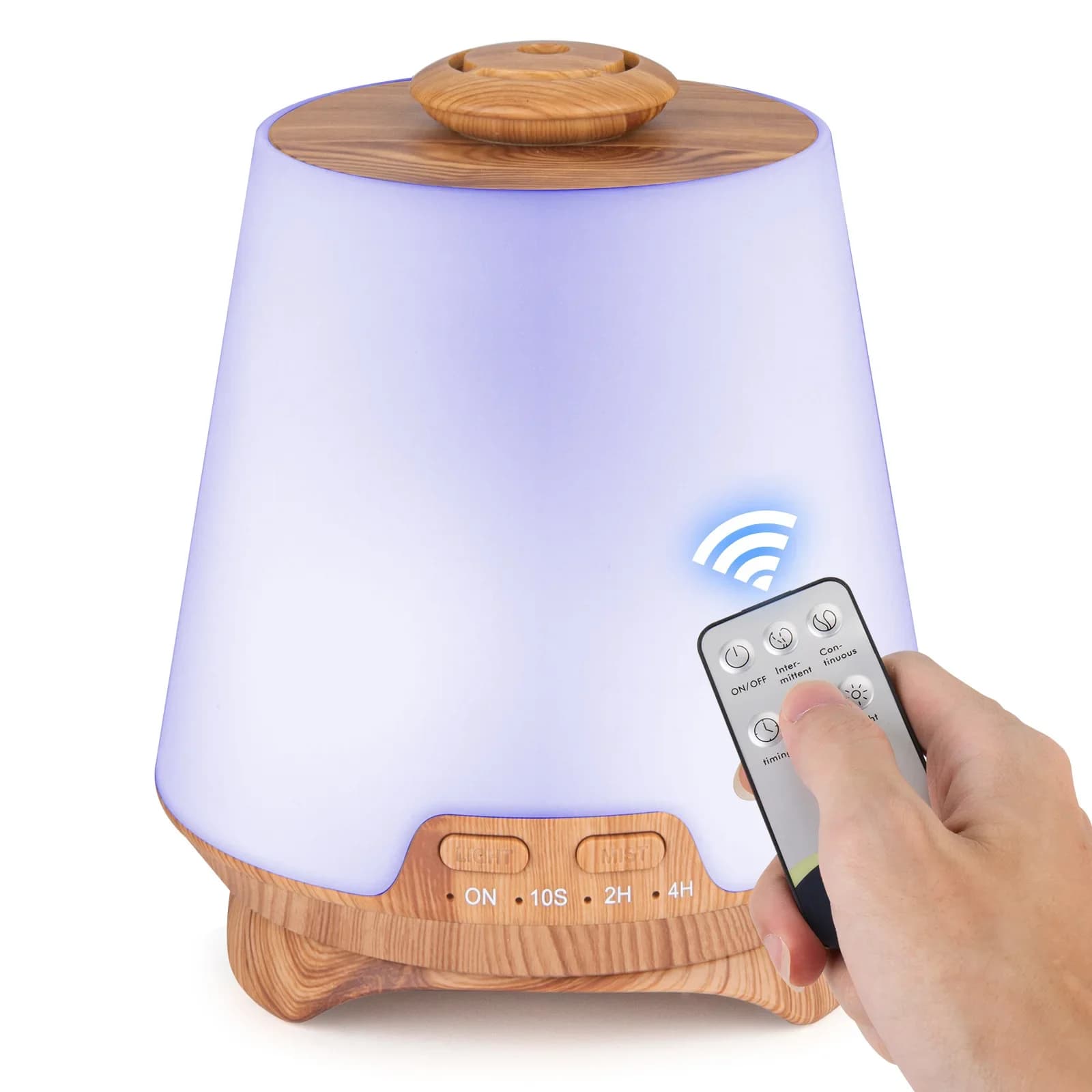 Diffusore di Oli Essenziali con Effetto Legno, Umidificatore Aromaterapico, Lampada Notturna Colorata, Dispenser ad Ultrasuoni per Aerosol