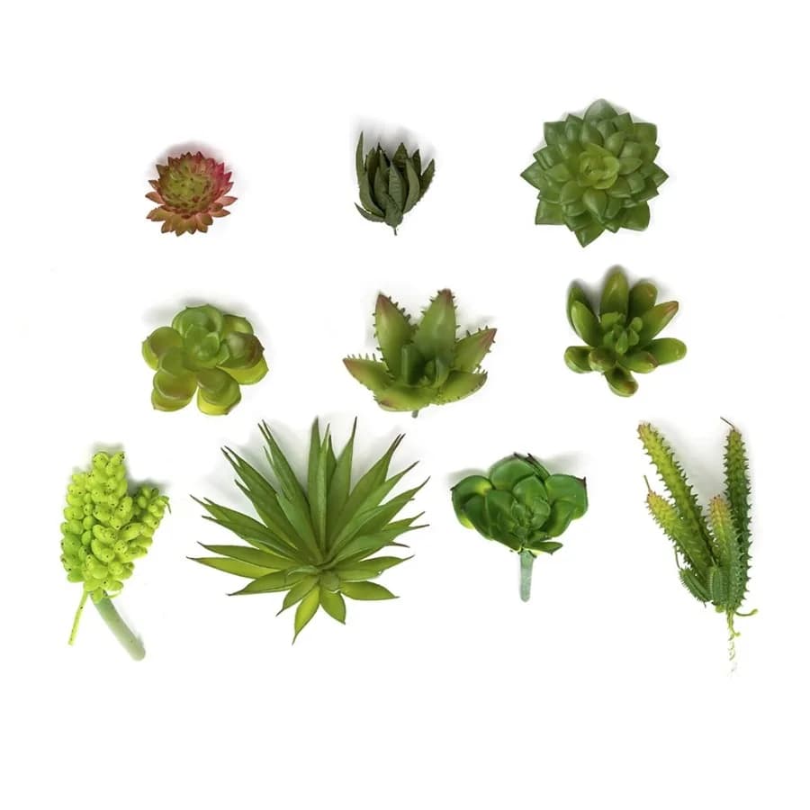 10pcs Artificial Mini Succulents Faux Cactus Plants Unpotted DIY Home Decor Green