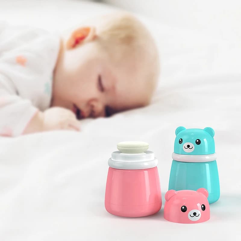 1PC Children's Cute Cartoon Bear Baby Puff Box Talcum Powde Prickly Heat Powde Storage Empty Box Portable Container Travel Daily