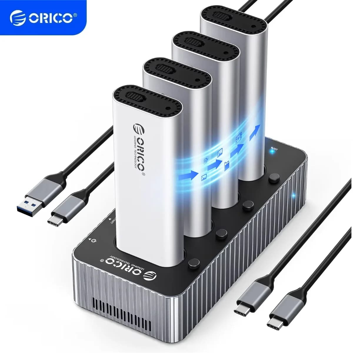 ORICO USB4 Duplicatore SSD interno Docking Station 40Gbps M.2 NVMe SSD Clone Docking Station 2/4 Bay Offline Clone SSD Custodia