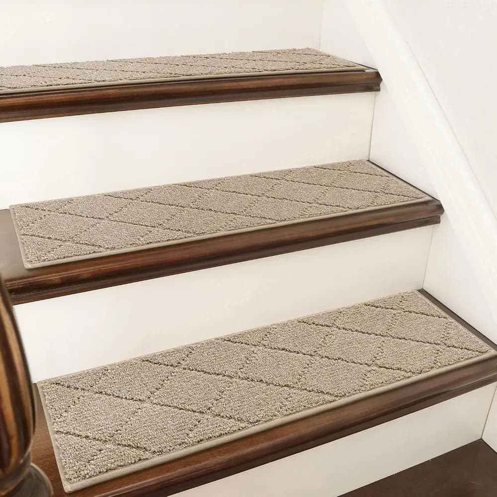 Edging Stair Treads Non-Slip Carpet Mat 28inX9in Indoor Stair Runners Wooden Steps, Edging Stair Rugs Kids Dogs, 100% Polyester