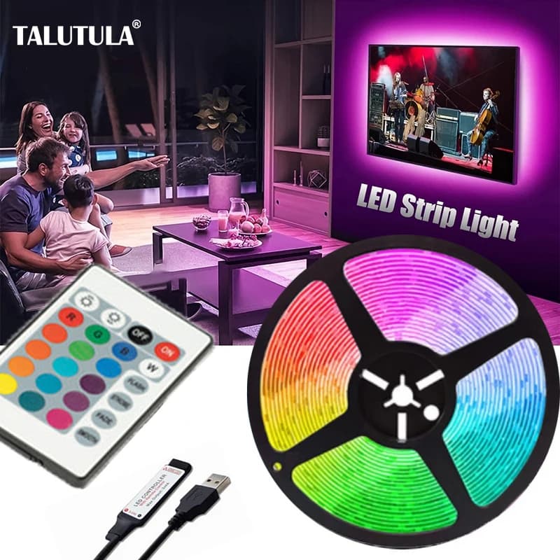 2M LED Light String 60 leds Computer Desk retroilluminazione fai da te 24 tasti telecomando RGB Multicolor Tape decorazione della casa striscia luminosa