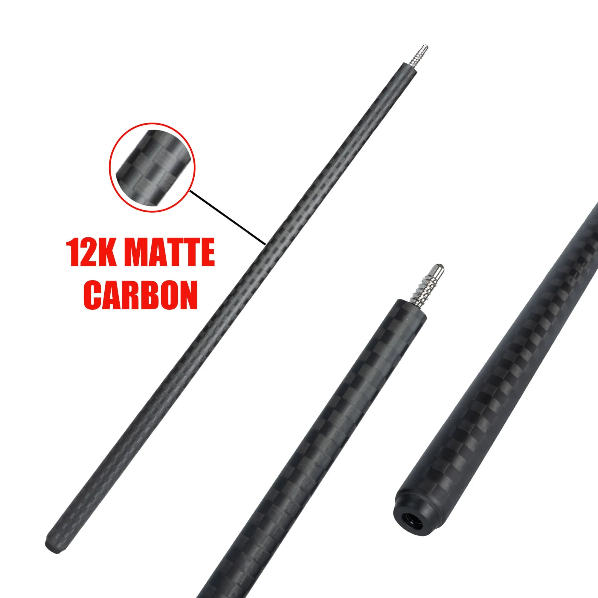 DARIO 12K Impugnatura per Stecca da Biliardo in Fibra di Carbonio Opaca con Peso Regolabile per Tavolo da Biliardo
