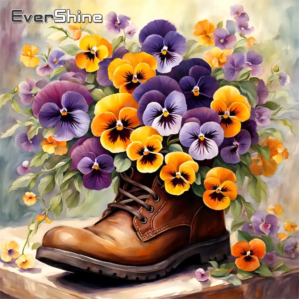 Quadro Mosaico Diamantato Evershine con Fiori, Pittura con Strass, Papaveri, Ricamo a Quadro Pieno, Decorazione per Casa e Scarpe
