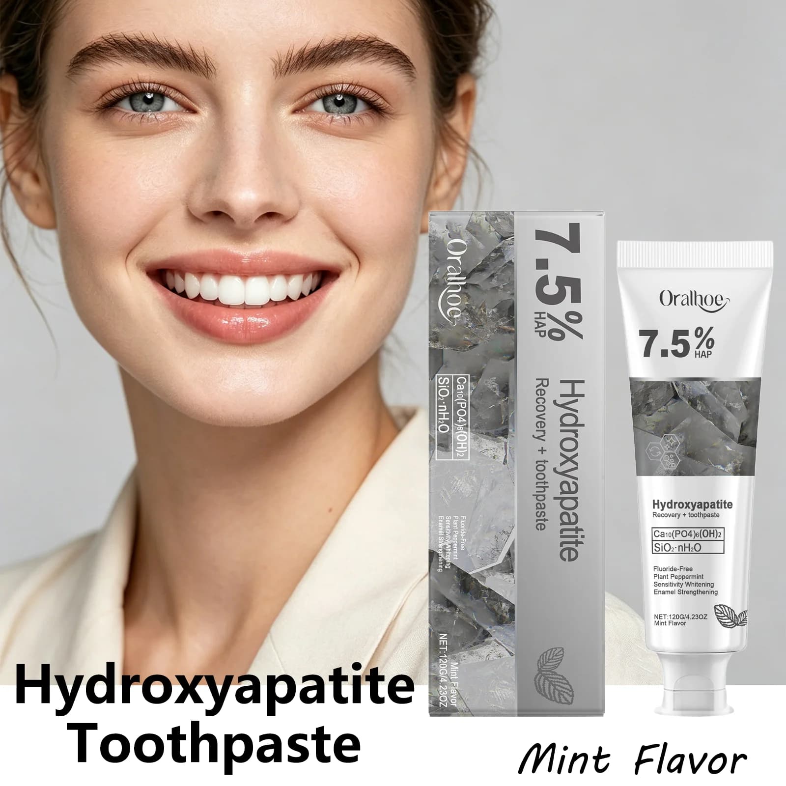 Dentifricio to 120 g nano hydroxiapatite, mint taste, removes stains, prevents caries, whitens teeth, oral care, toothpaste