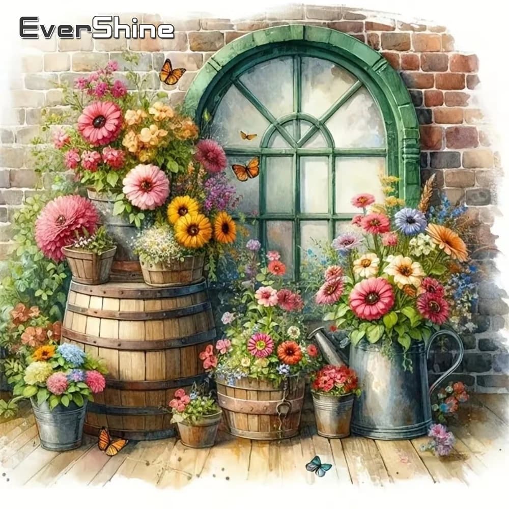 EverShine Mosaico Floreale con Diamanti Paesaggio Adatto per Principianti Pittura Diamantata Fai da Te Immagine con Strass Ricamo Regalo Unico