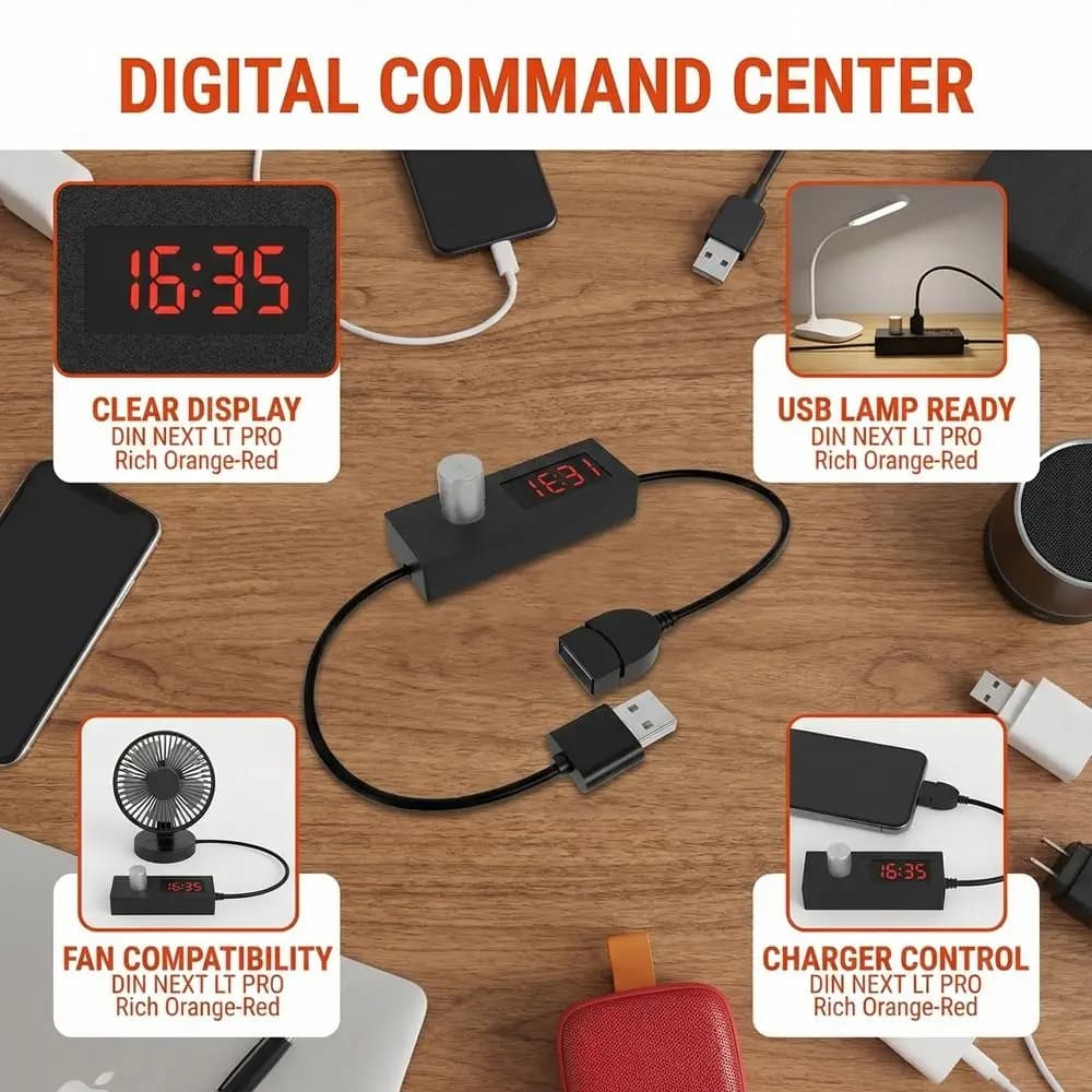 Timer USB per acquario con display digitale, cavo timer portatile efficiente, timer regolabile con spegnimento automatico