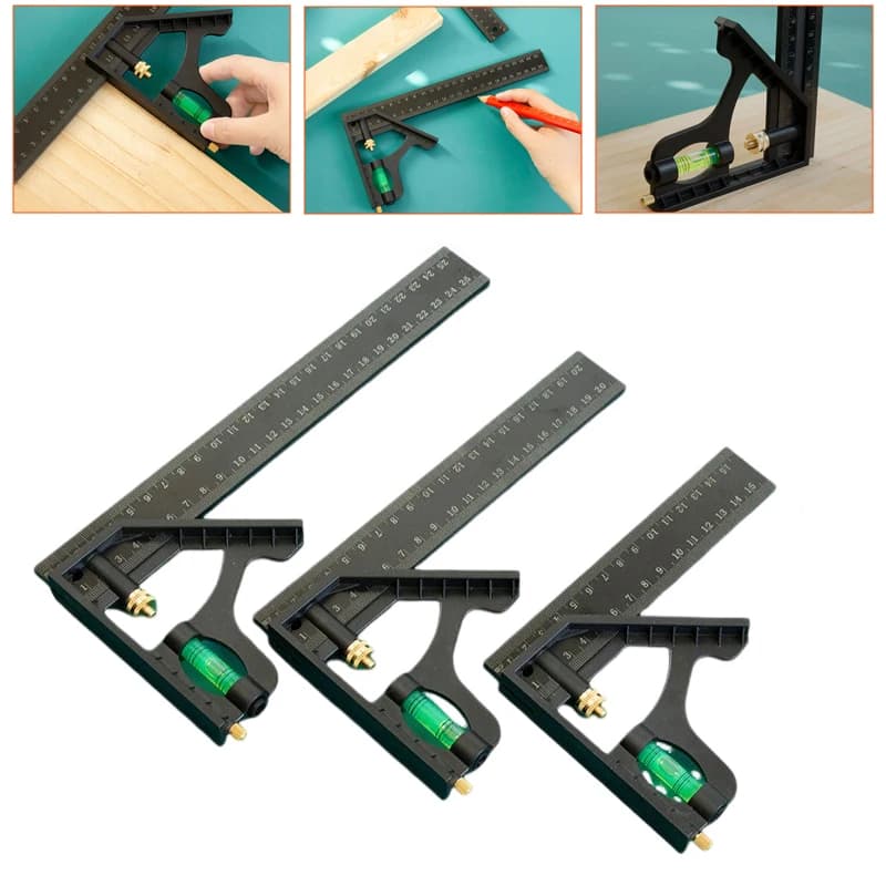 150/200/250mm Combinazione Multifunzionale Righello Mobile Goniometro Angolo Righello Livello Allineatore Inclinometro Strumenti di Lavorazione Del Legno