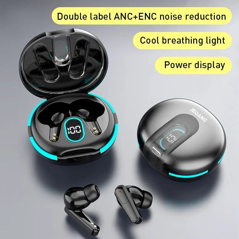 PLUS60 Wireless ANC ENC Earbuds Digital Battery Display Breathing Light Bluetooth Headset In-ear Sport Earphone With Microphone