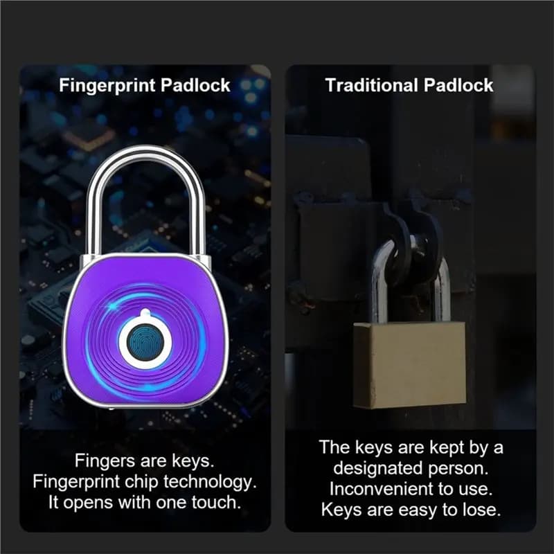 Y42A-Smart Fingerprint Padlock Biometric Intelligent Cabinet Lock Keyless Digital Door Lock USB Rechargeable Luggage Lock A