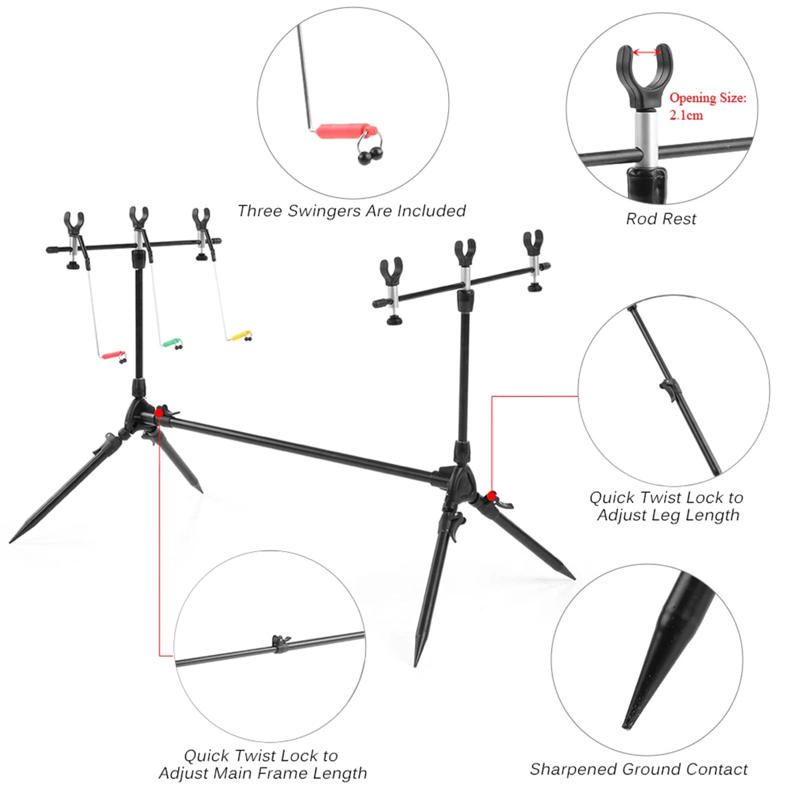 Adjustable and Retractable Support for Canna di Pesca alla Carpa Lixada con 3 Acustic Warnings and Indicator