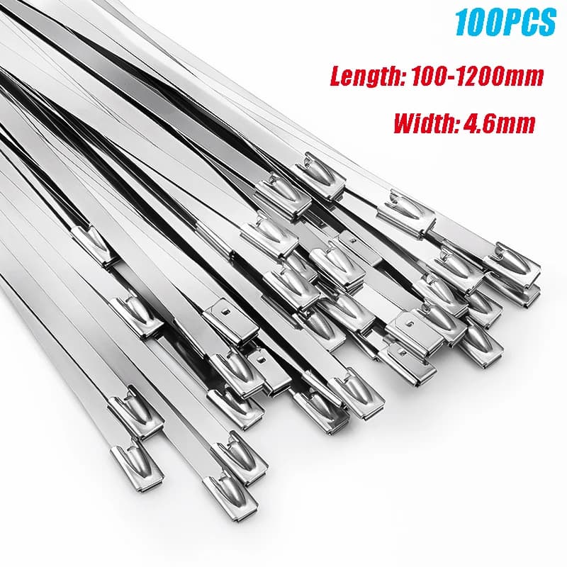 4.6mm 304 Stainless Steel Metal Cable Ties Multifunctional Self-Locking Cable Ties Zip Exhaust Wrap Coated Locking