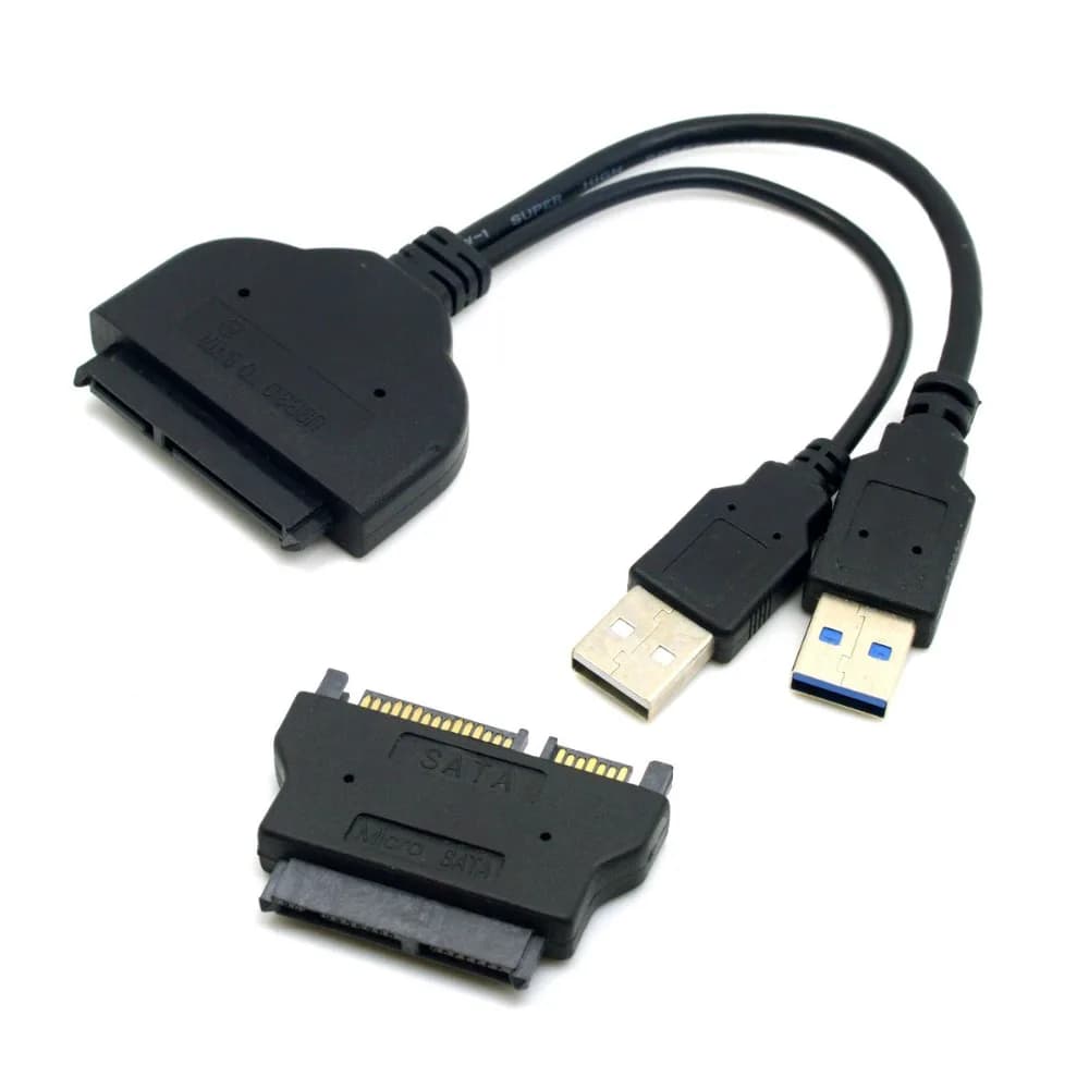Adattatore USB SATA da USB 3.0 a Micro SATA 7 + 9 cavo a 16pin convertitore disco rigido esterno per Micro SATA SSD /HDD da 2.5 "1.8" pollici
