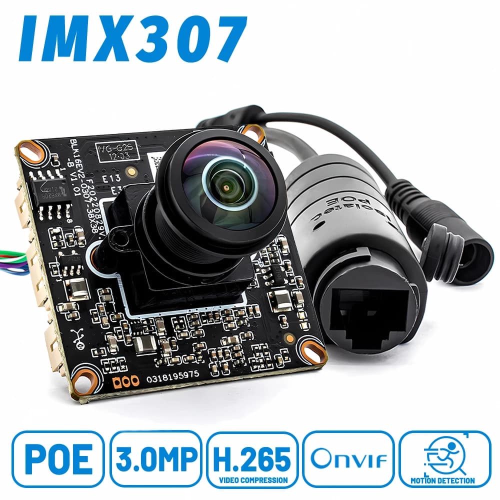 IP RTMP RTSP 3MP25FPS 1/2.8 "IMX307 CMOS Support Onvif H.265 without POE security webcam distortion lens