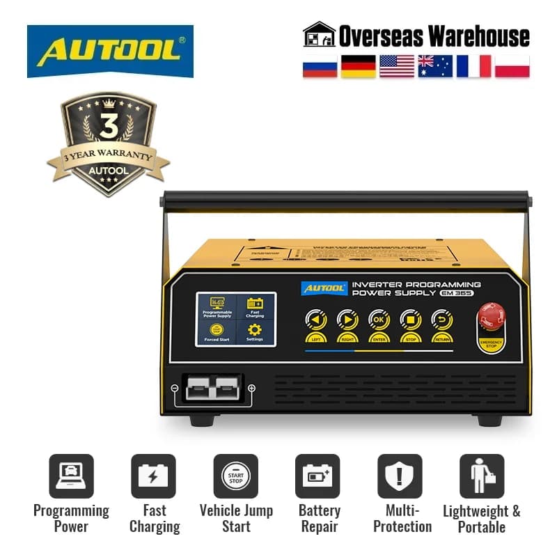 AUTOOL EM365 Programmazione dell'inverter Potenza Riparazione della batteria automatica Avviamento di emergenza per auto in tempo reale Regolatore Strumento per veicoli 110 V/220 V