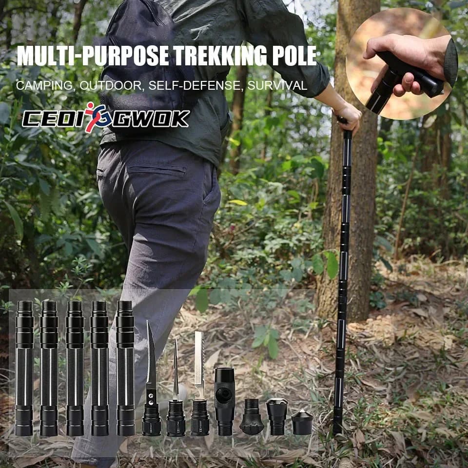 CEOI GWOK High Quality Walking Sticks Robust trek sticks T straight handles Multifunction walking stick with adjustable length