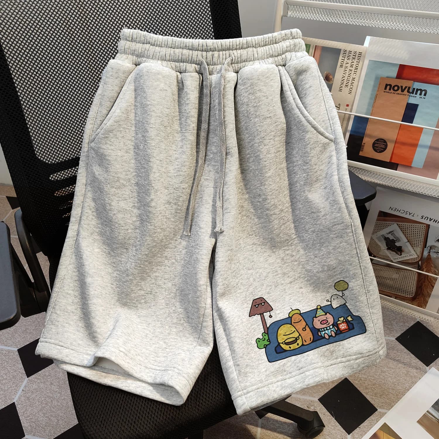 American Style Retro Casual Shorts Women's 2024 New Summer Five-Point Loose Slimming Straight Leg Medium Pants