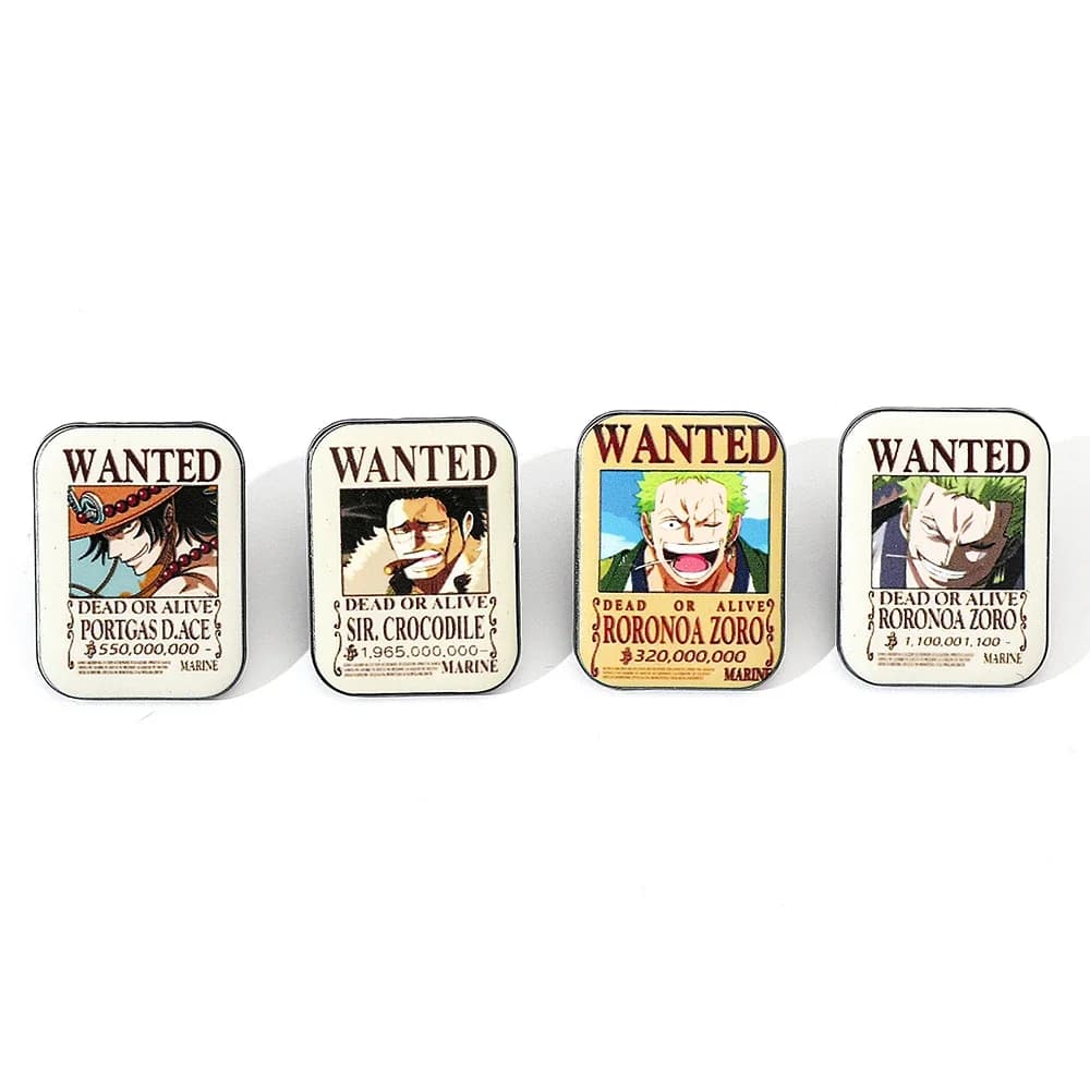 4 Pezzi Spilla in Metallo Smaltato ONE PIECE, Stile Cartone Animato Anime, Creativa, Accessorio per Abbigliamento e Zaino, Regalo