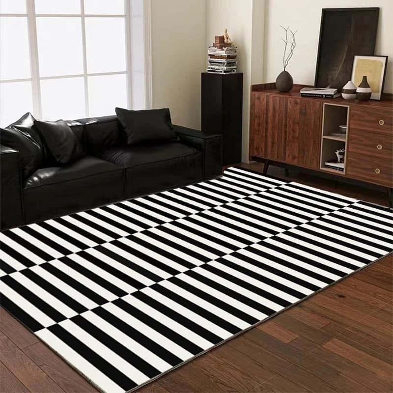 Tappeto a righe in bianco e nero di lusso leggero tappeto moderno per soggiorno di grandi dimensioni tappeti per divano semplice arredamento per camera da letto tappeto tappeti per la casa