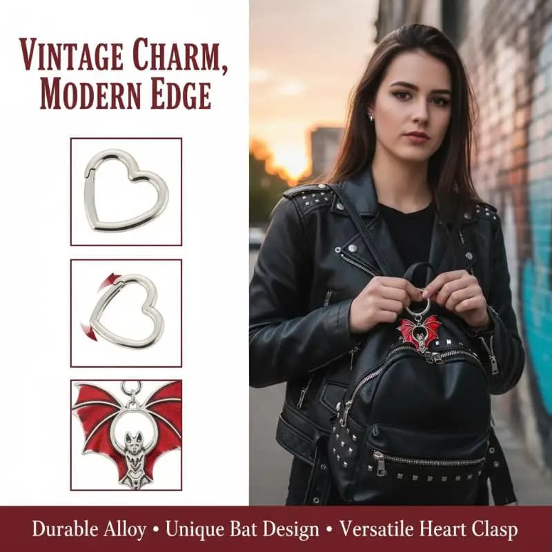 Portachiavi Gotico Grunge con Design a Cuore e Fibbia per Stivali, Borse, Zaini, Accessori in Stile Punk per Donne