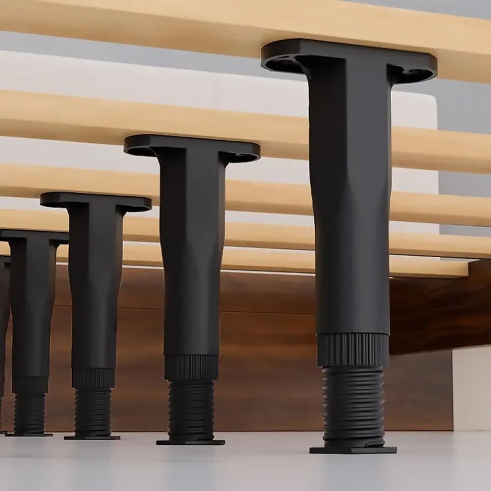 Gambe di supporto per struttura del letto ad altezza regolabile Gambe per mobili portanti per carichi pesanti Piedini per gambe in pannello nero PP