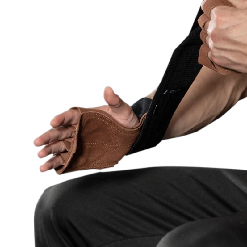 1 pair of cow leather handles gym weight lifting gloves with wrist straps for weight lifting workout Pull-up WODs gymnastics