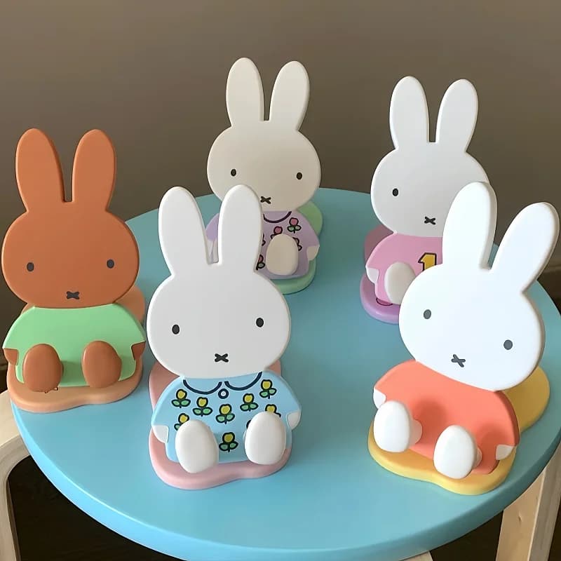 Kawaii Miffy Telefono cellulare Cartoon Simpatico supporto Scatola cieca Supporto dal vivo Telaio di supporto per ascensore multifunzione Regalo Regalo di Natale