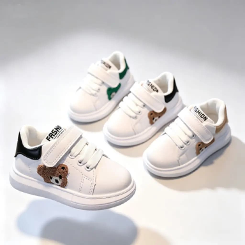 Kids'Casual Shoes Breathable Solid Color PU Leather Autumn Flat Running Shoes For Children Anti-slip Black Green Size 21-30