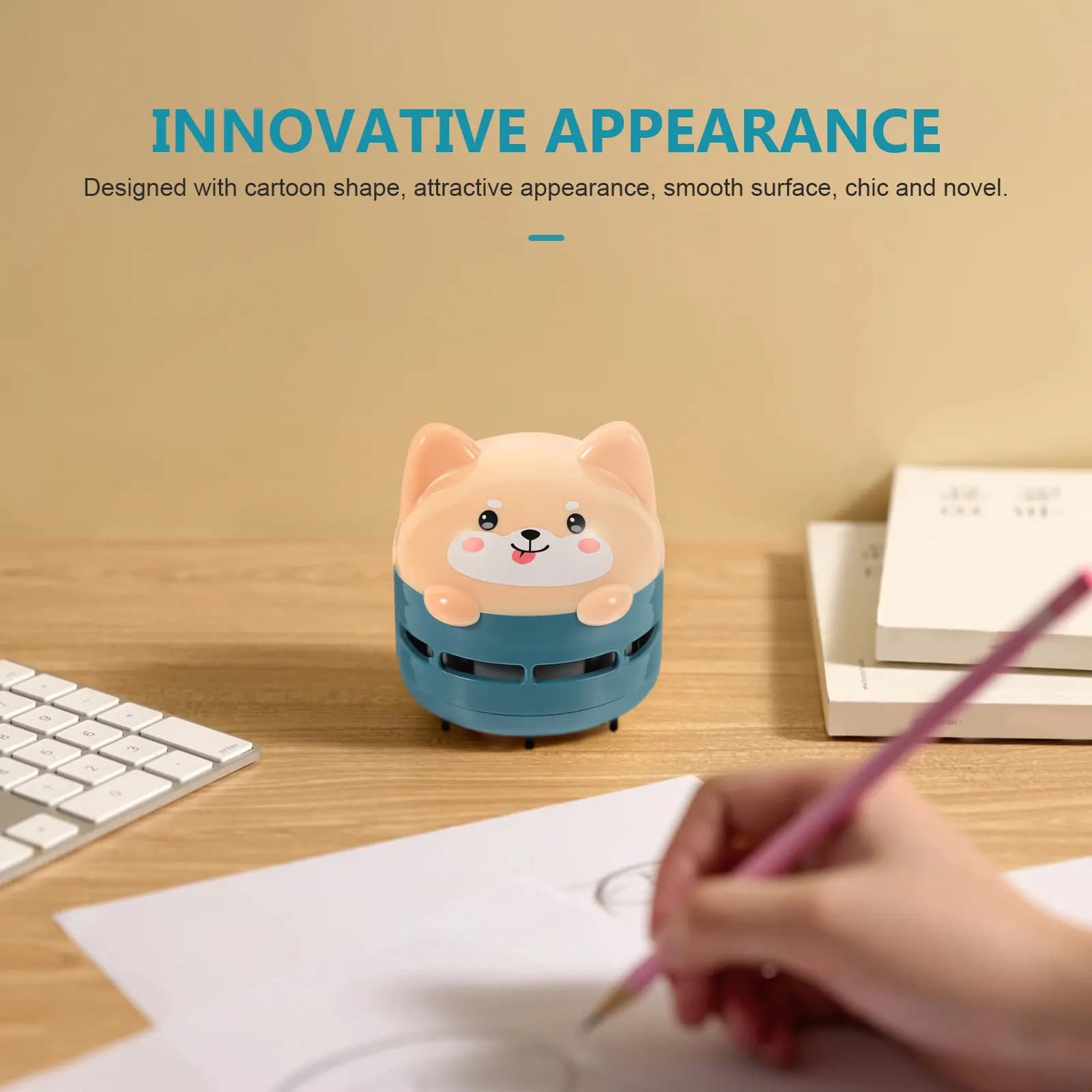1Pcs Compact Mini Vacuum Cleaner USB Rechargeable Strong Suction Cartoon Desktop Cleaner for Computer Keyboard Tabletop Car