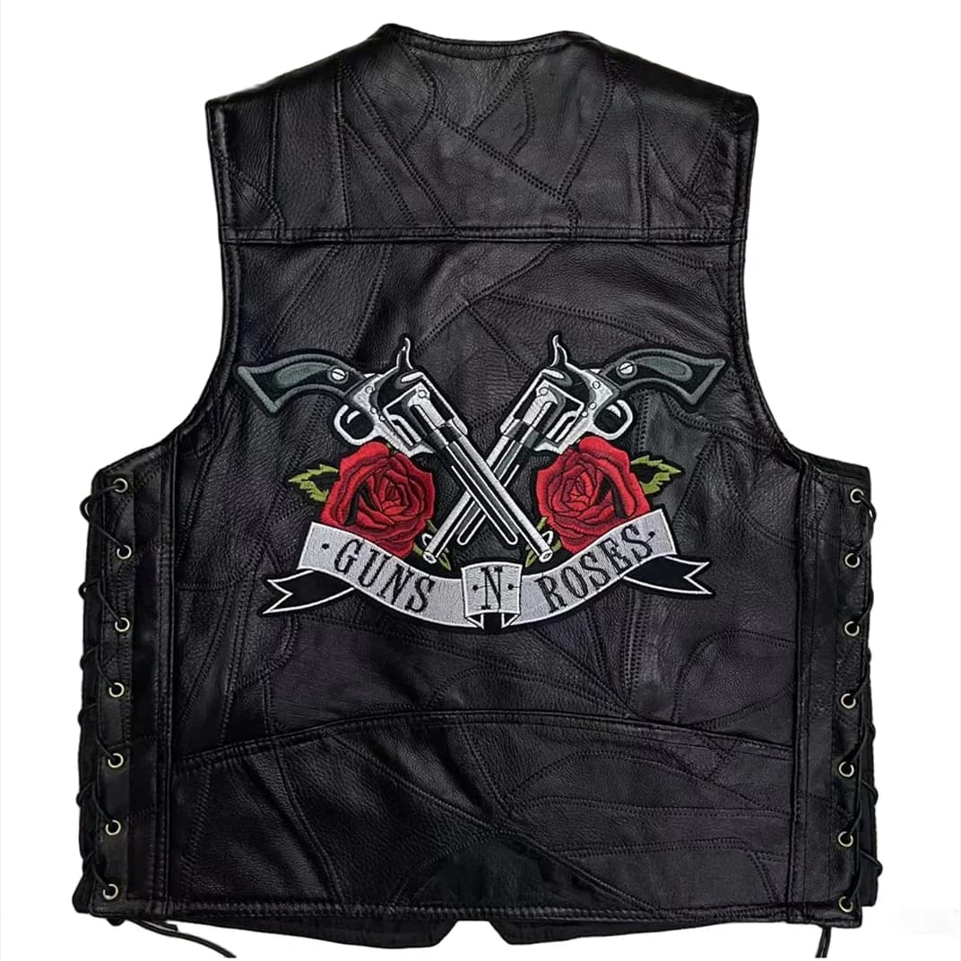 New Motorcycle Riding gilet in pelle ricamo Moto giacca senza maniche gilet Street Fashion Biker gilet Punk Veste per uomo