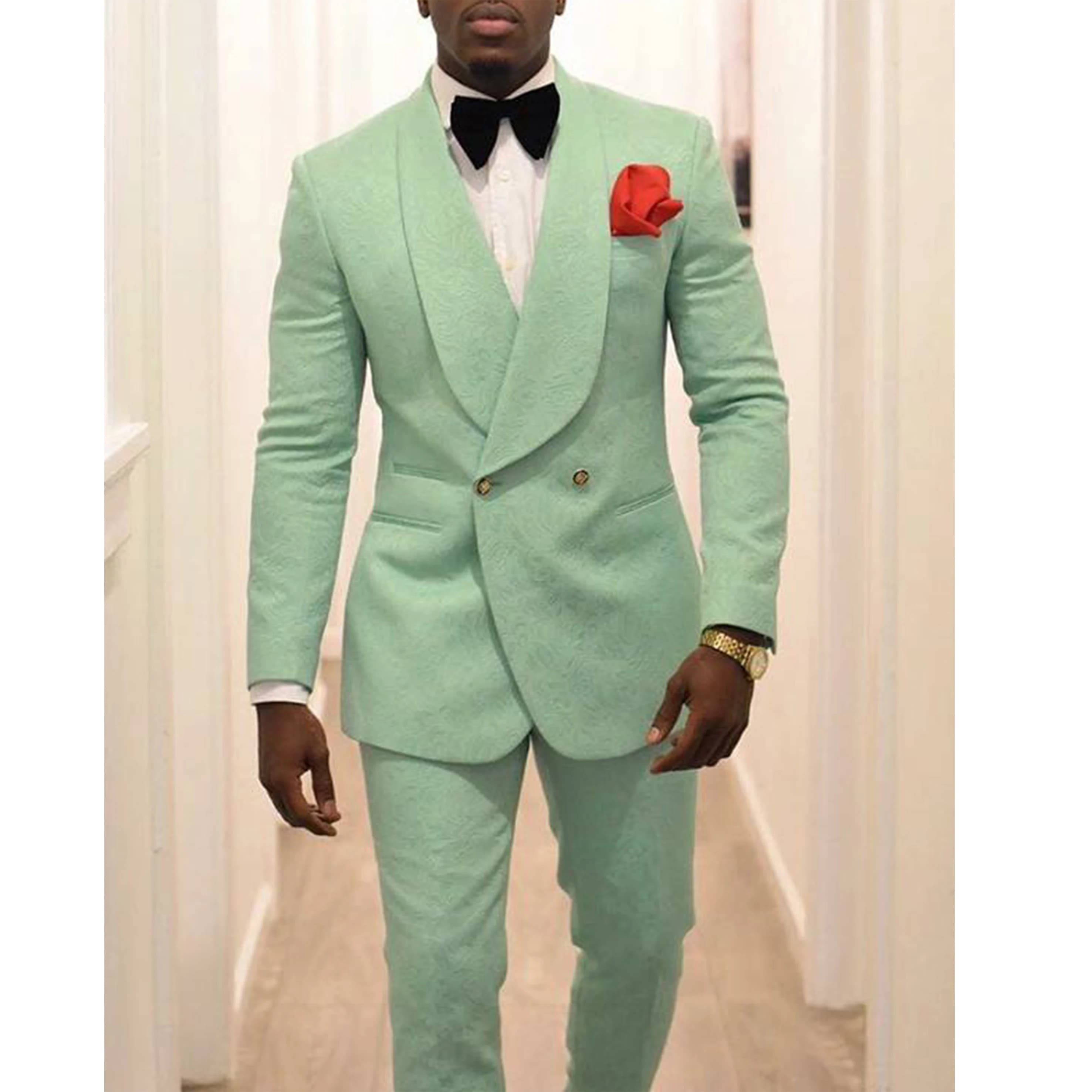 Abito da uomo 2 pezzi Lavanda Casual Blazer floreale Prom Smoking viola Scialle di tweed Risvolto Cena Festa Giacca bianca Sposi di nozze
