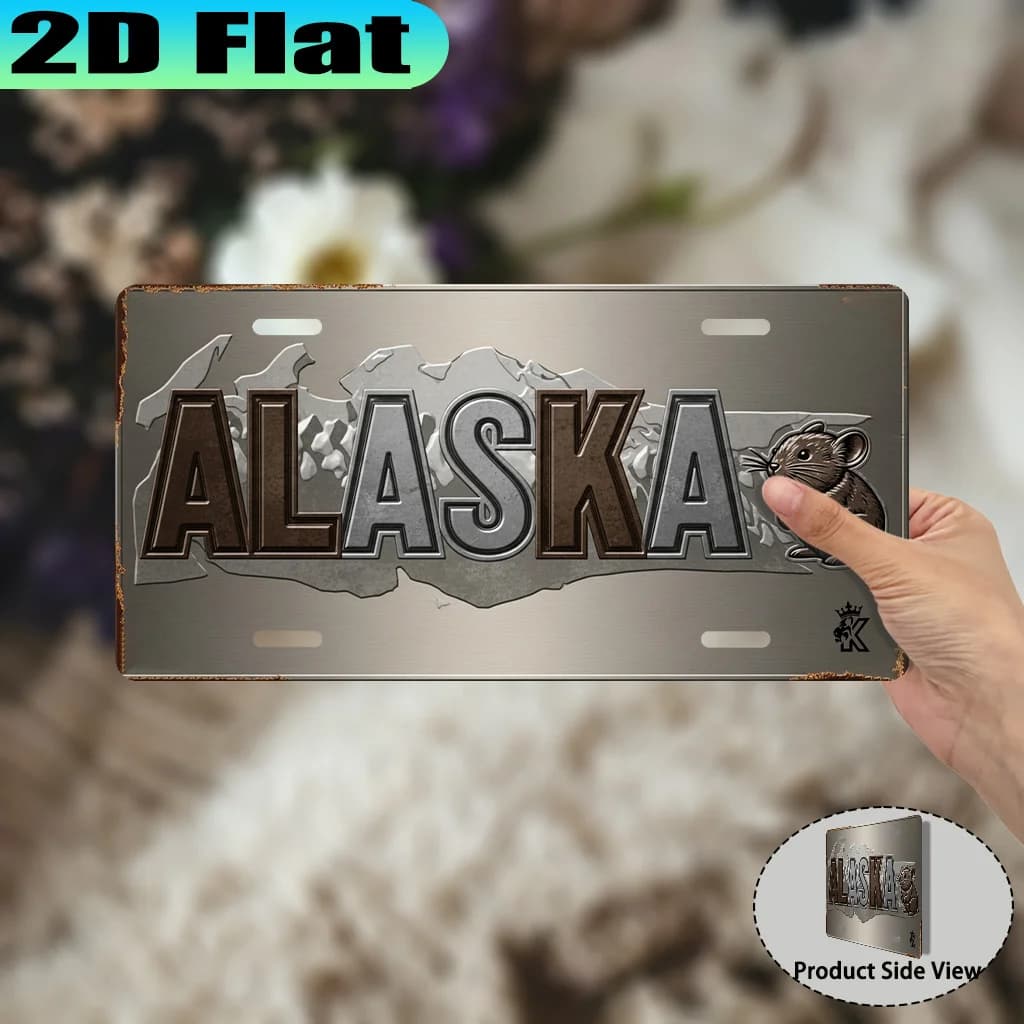 Targa in metallo retrò dell'Alaska - Decorazione da parete vintage in metallo resistente, decorazione da parete per casa, ufficio, bar, man cave