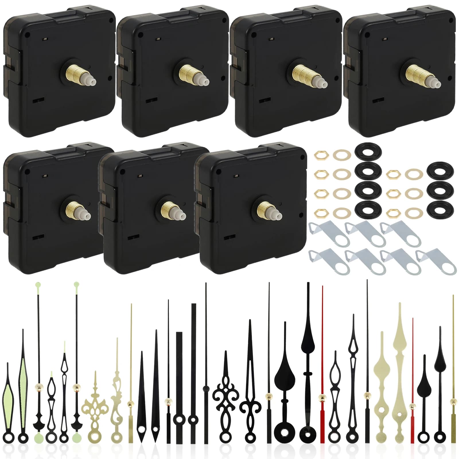 Meccanismi dell'orologio Kit alimentato a batteria Movimento silenzioso dell'orologio al quarzo con 10 stili Lancette dell'orologio in alluminio per orologio e riparazione fai-da-te